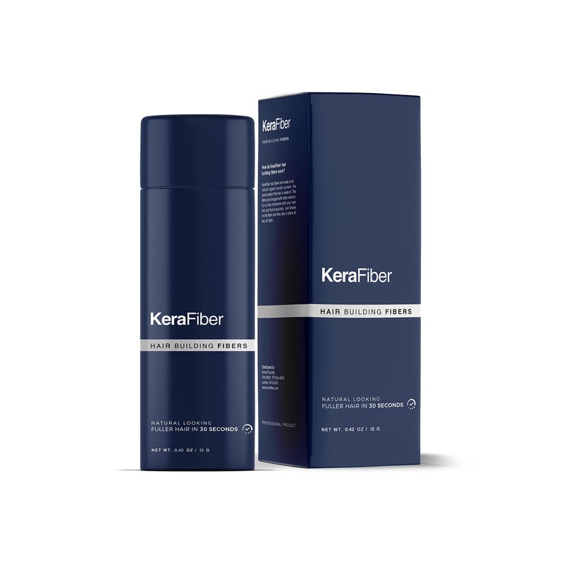 KeraFiber Professional Hair Building Fibres - Natural Keratin Hair thickener Fibres, Hair Powder for Men and Women, Full Head of Hair in 30 Seconds-Hair Fibres Black (12g/0.42oz) - Image 1